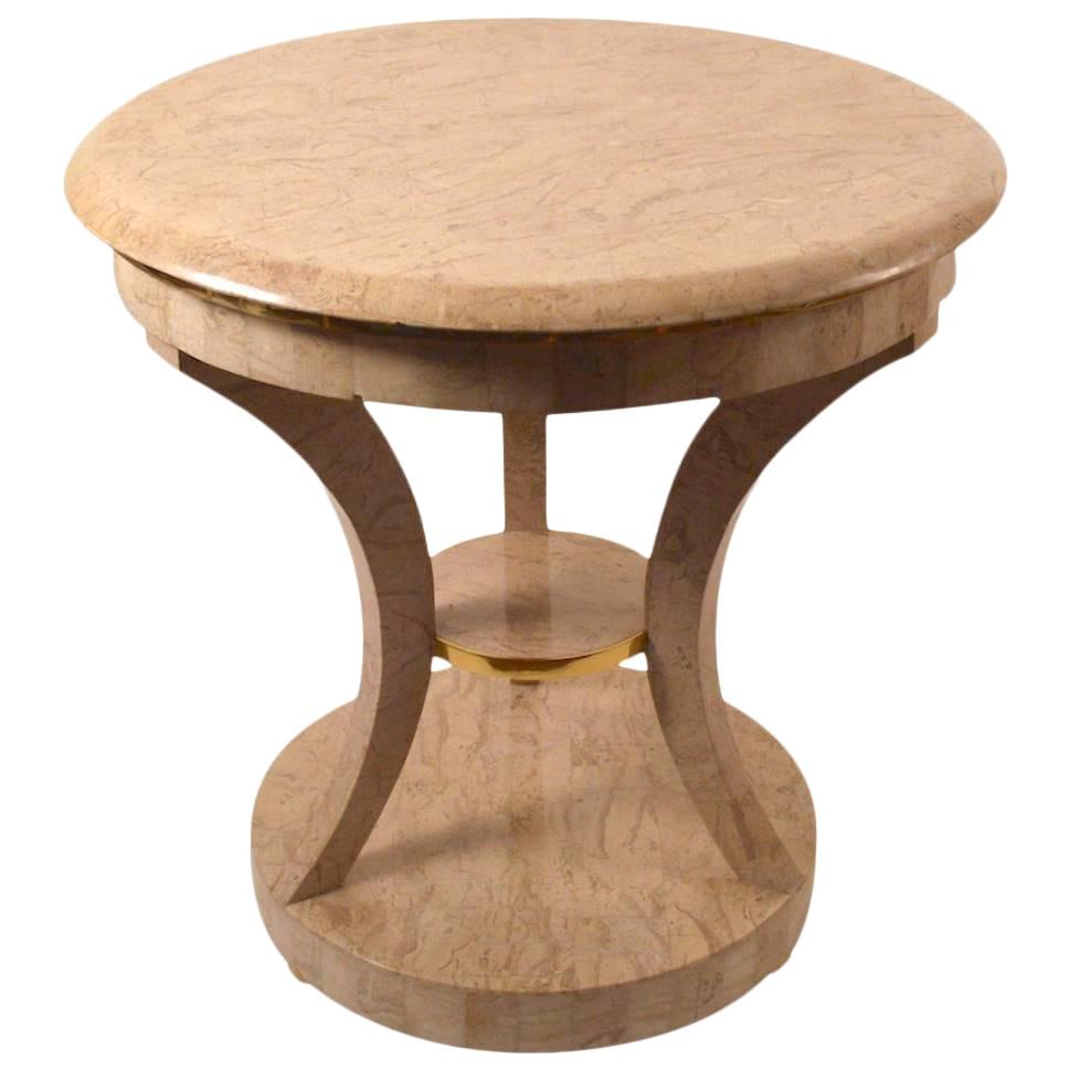 Maitland Smith Tessellated Stone Table with Brass Trim 24x24x24 (1 of 8)