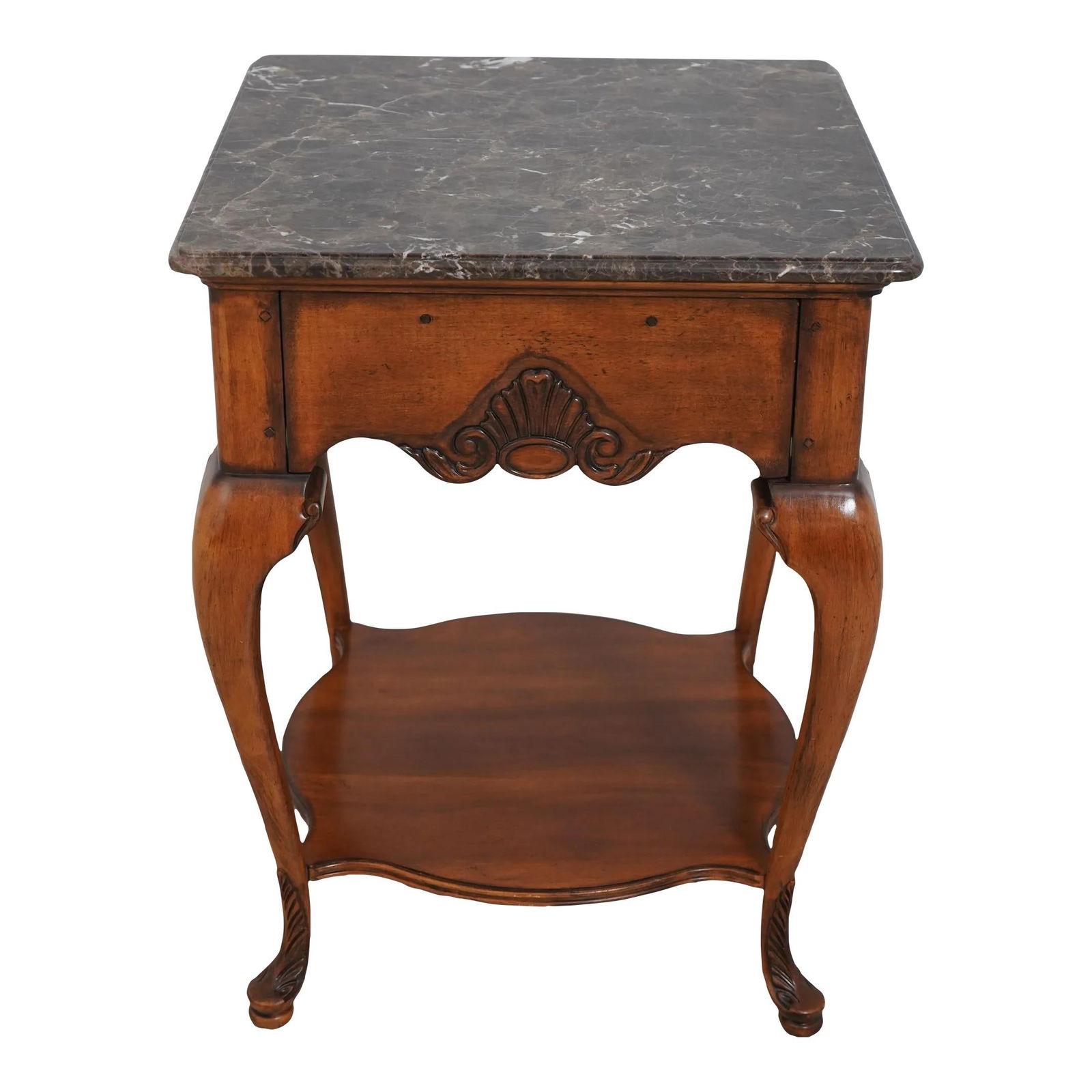 Drexel Country French Nightstand Wood 1 Drawer End Table: Drexel Country French Nightstand Wood 1 Drawer End Table This exquisite Drexel Country French Style Nightstand features a single dovetailed drawer and showcases beautiful carved details, making it a p