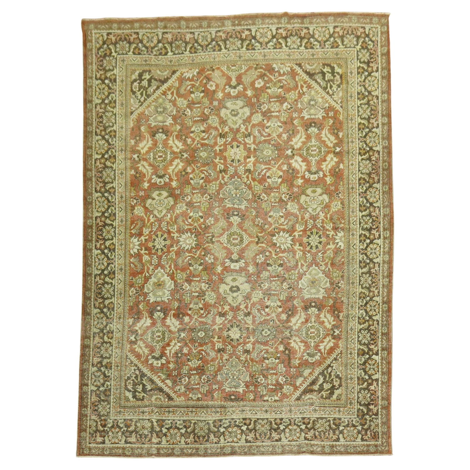 Antique Persian Mahal Hand-Knotted Wool Rug 8'11" x 12'3": Antique Persian Mahal Hand-Knotted Wool Rug 8'11" x 12'3" Discover the beauty of this exquisite Antique Persian Mahal Room Size Rug, handcrafted with care and tradition. This stunning piece features a