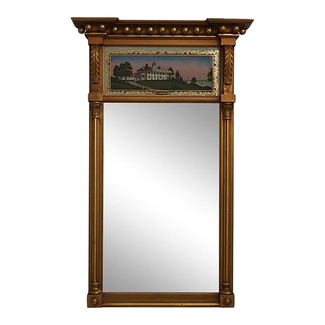 1920s Vintage Federal Style Gold Eglomise Mirror 23.5 x 37.5 (1 of 9)