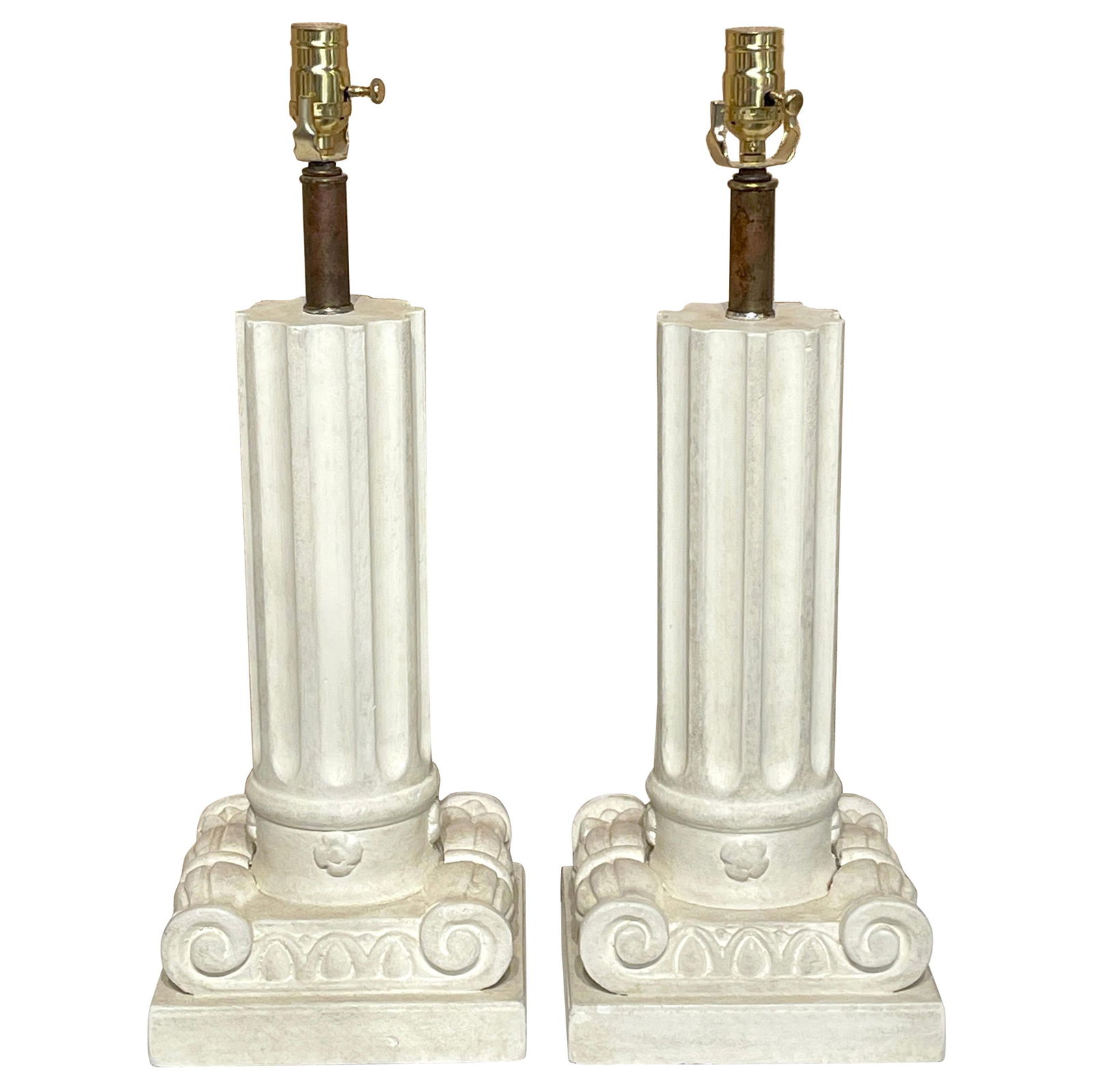 Set of 2 French Modern Inverted Column Lamps in Serge Roche Style: Set of 2 French Modern Inverted Column Lamps in Serge Roche Style Enhance your interior with this exquisite pair of French Modern lamps, inspired by the renowned mid-century designer Serge Roche.