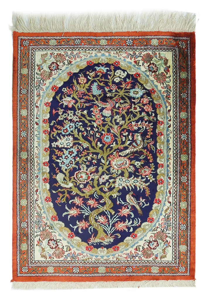 High-End Persian Qum Silk Area Rug 1.10 x 2.4 Feet 600 KPSI: High-End Persian Qum Silk Area Rug 1.10 x 2.4 Feet 600 KPSI Free continental US Shipping Discover the exquisite beauty of this 1.10 x 2.4 High-End Persian Qum Silk Rug, expertly handcrafted in the his