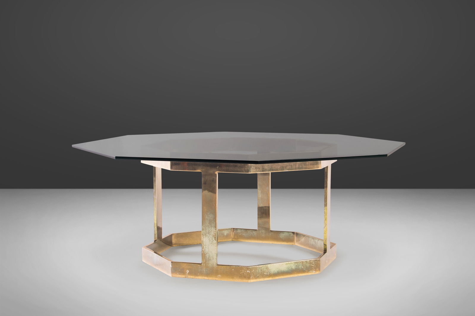 Mid-Century Modern Patinaed Brass Octagonal Coffee Table After Milo Baughman (1 of 10)