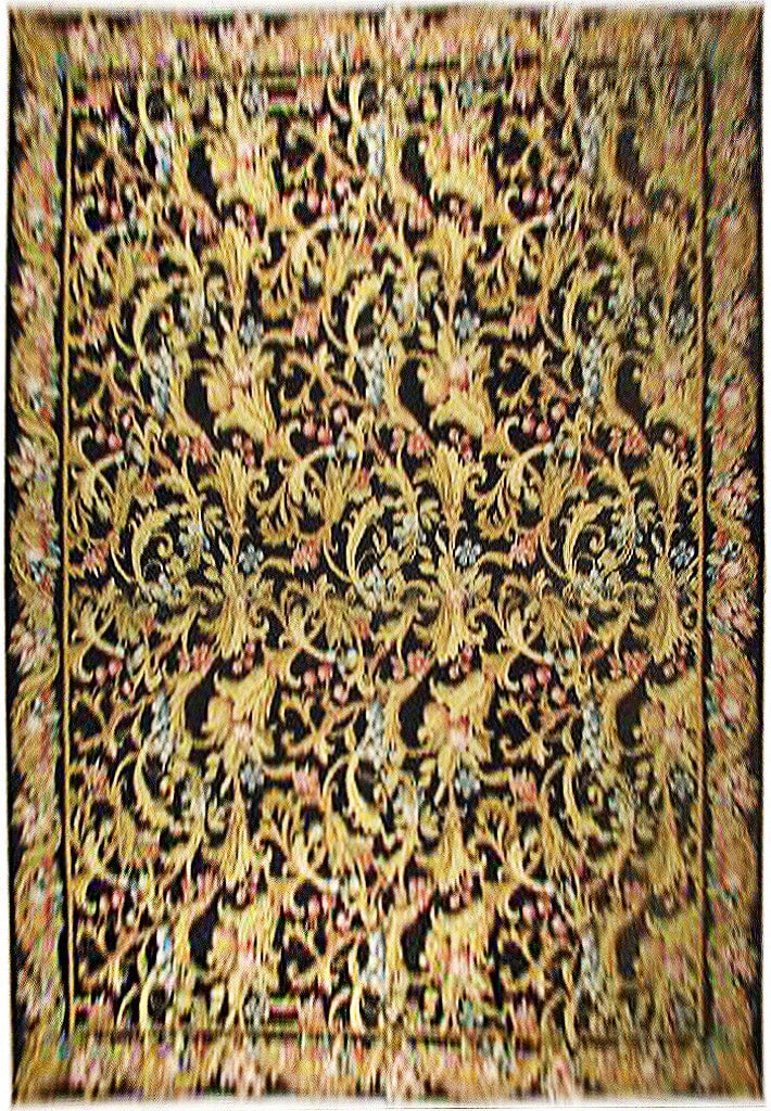 Handmade 8.8 x 11.9 Black English Garden Needlepoint Rug (1 of 5)