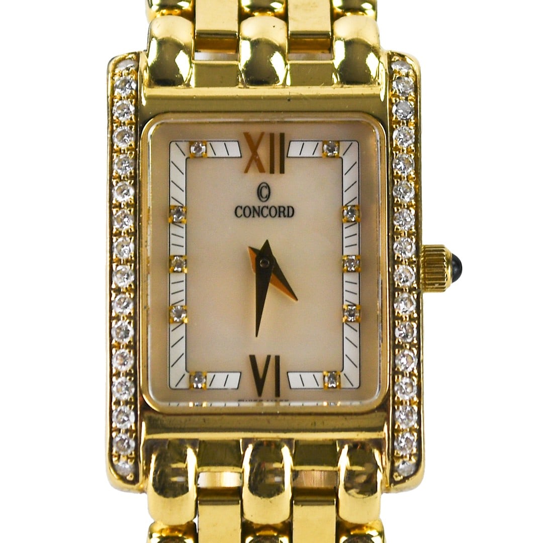 Concord 18K Gold Bracelet Watch with Diamond Bezel and Mother-of-Pearl Dial 19.5mm (1 of 8)
