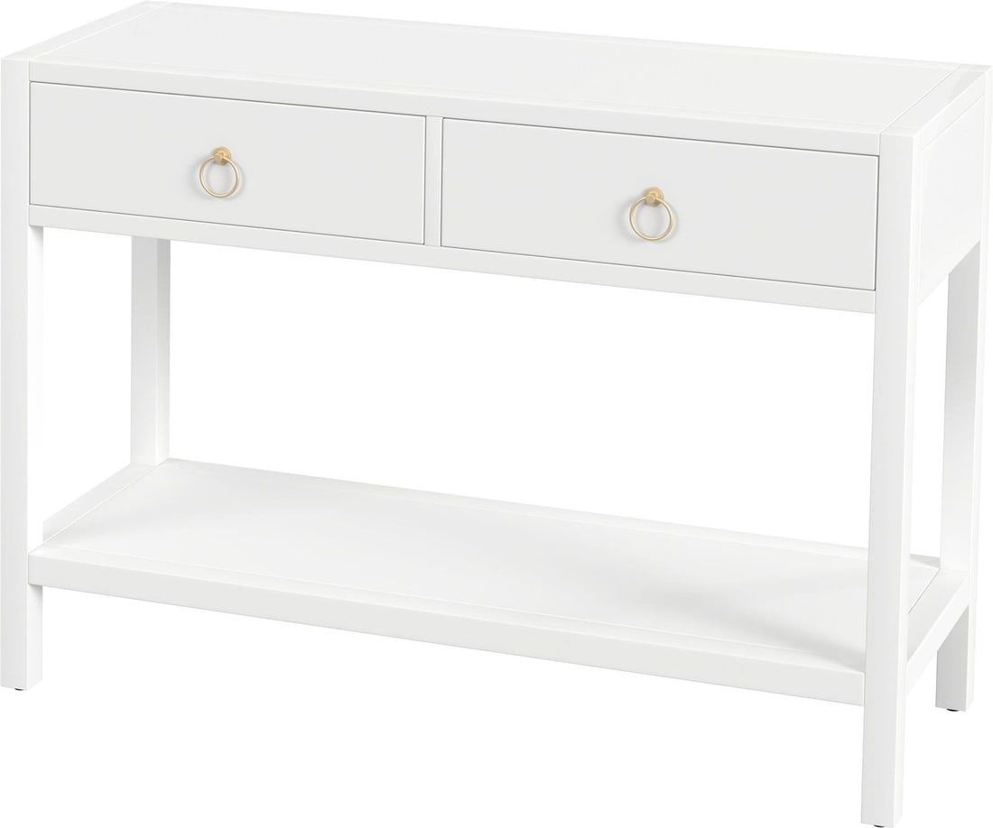 Modern White Acacia Veneer Console Table from Lark Collection: Modern White Acacia Veneer Console Table from Lark Collection This contemporary console table from the Lark Collection features a modern rectangular design with a white finish. Crafted from acacia, ac