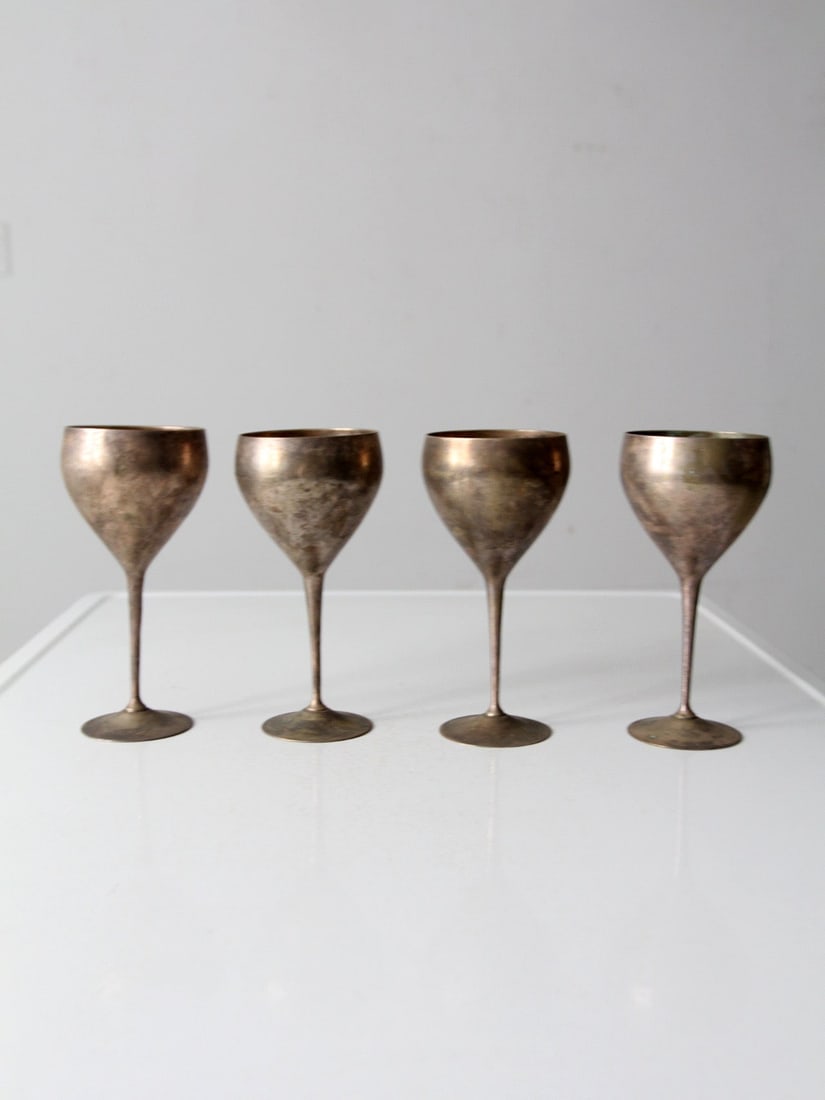 Leonard Silverplate Goblets Set of 4 Mid-Century Style (1 of 15)