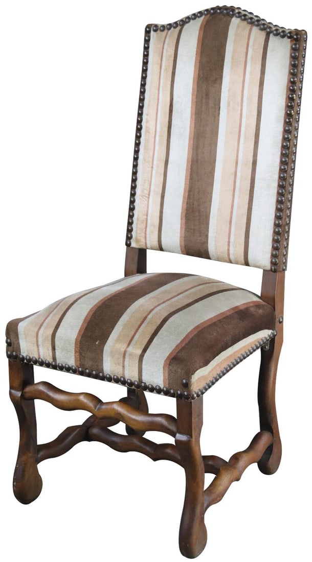 Vintage French Walnut Dining Chair Sheepbone Style Upholstered (1 of 8)
