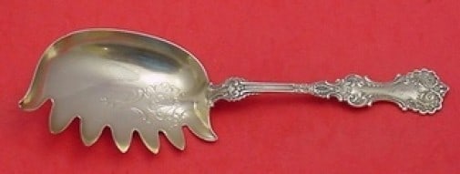 Whiting Pompadour Sterling Silver Gold-Washed 7-Tooth Macaroni Server 9 1/4" (1 of 2)