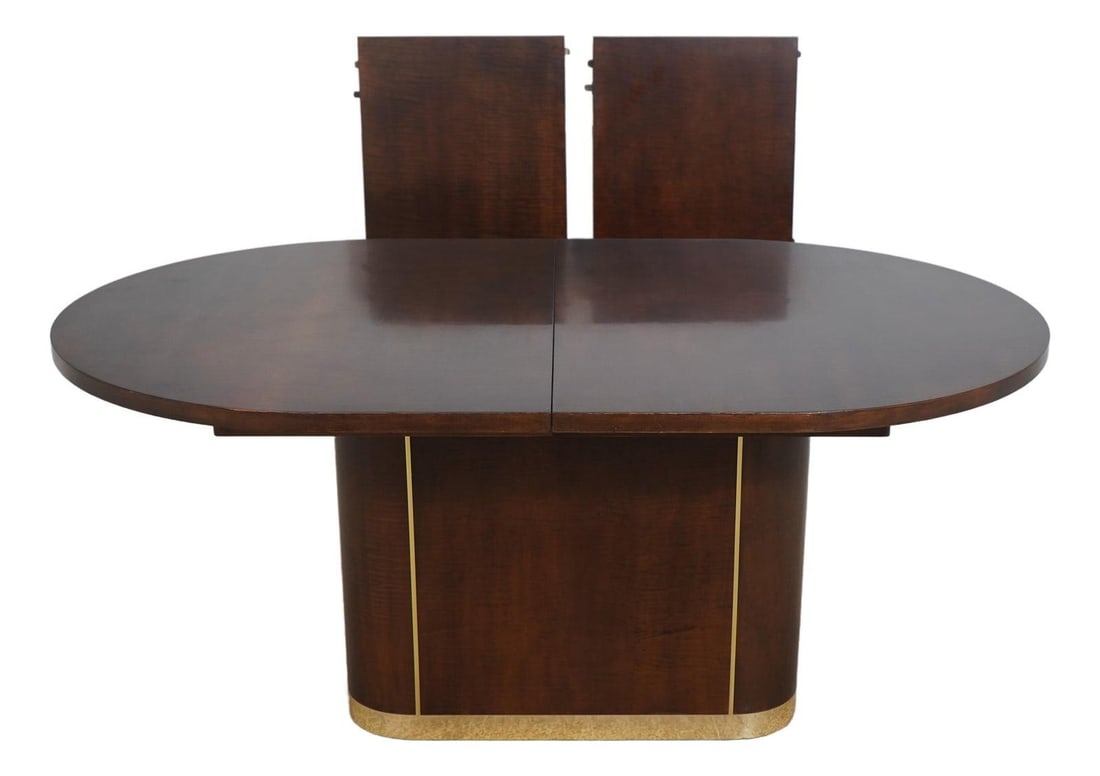 John Widdicomb Mid Century Modern Dining Table with Brass Trim and 2 Leaves (1 of 10)