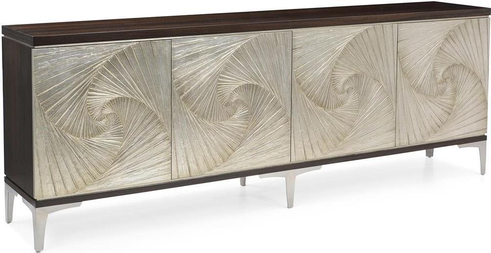 John-Richard Rosedale Pewter Silver Wood Cabinet 94.75" Wide (1 of 4)