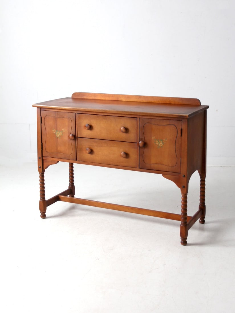 1930s Vintage Phoenix Chair Co Cherry Floral Buffet Cabinet (1 of 14)