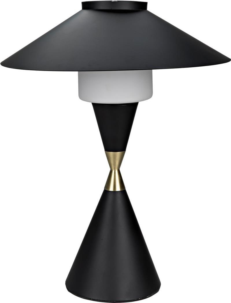 Lucia Table Lamp Industrial Chic Black Steel Brass Accents (1 of 1)