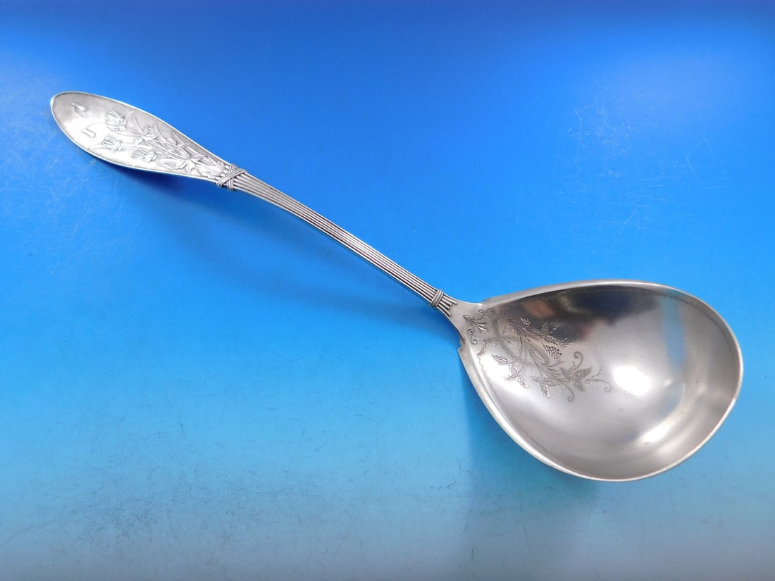 Whiting Honeysuckle Sterling Silver Soup Ladle 12" Ella Monogram (1 of 7)