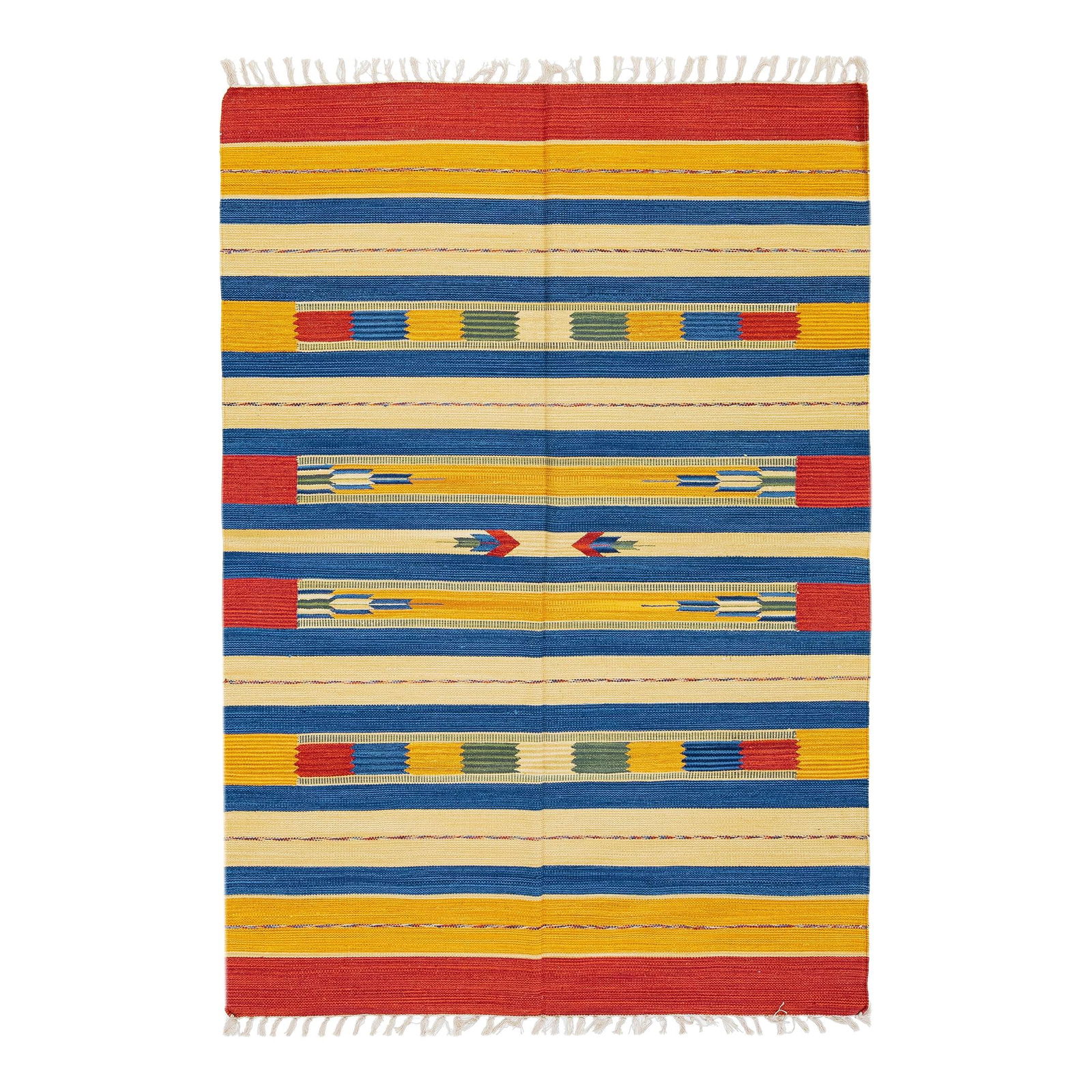 Modern Kilim Hand-Knotted Wool Rug Multicolor Geometric Design 4'8 x 6'9 (1 of 7)