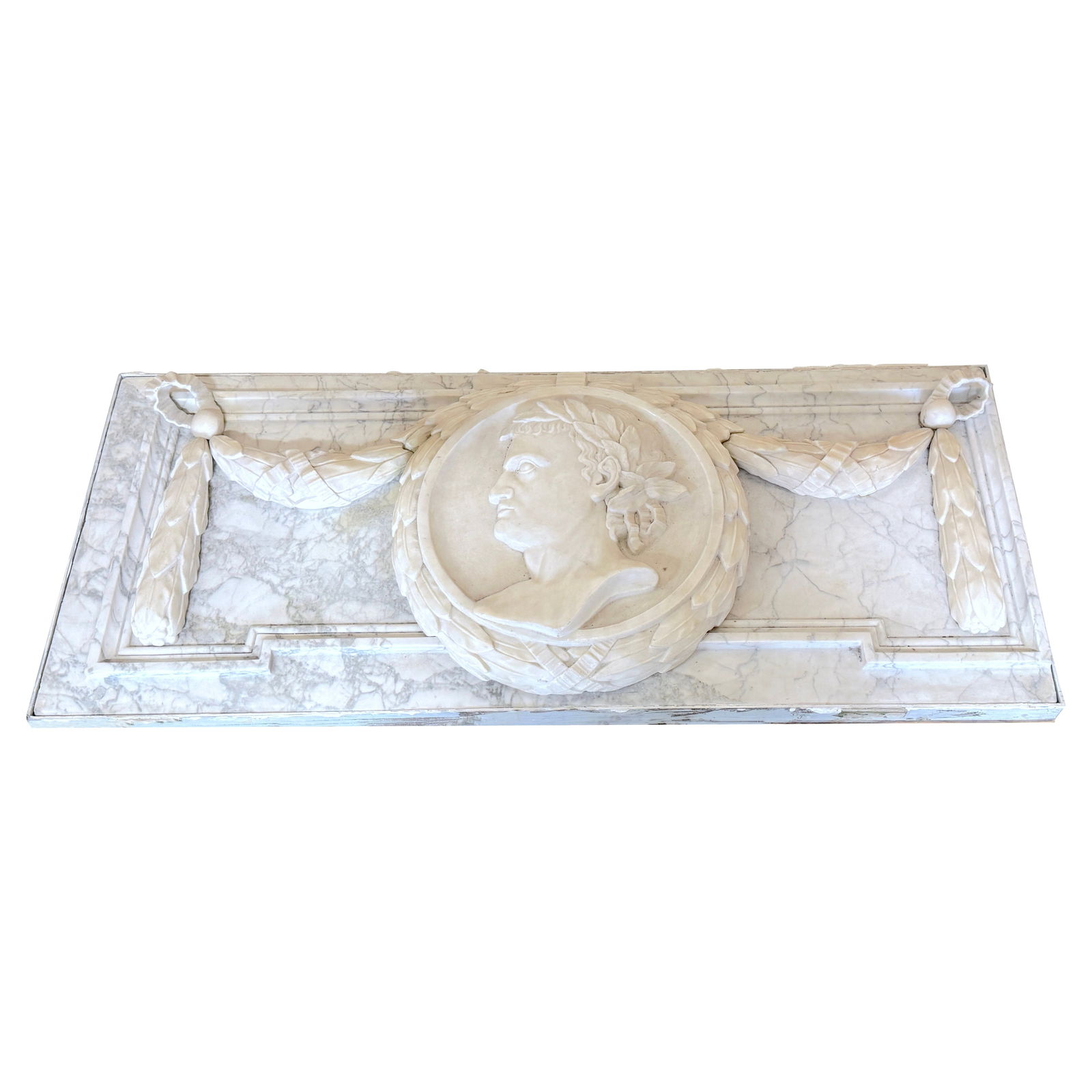 19th Century Italian Grand Tour Hand-Carved Marble Plaque of Caesar (1 of 15)
