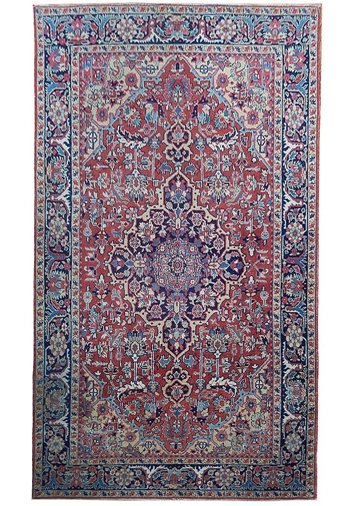 Red Antique Persian Heriz Rug 6.5 x 9.8 Hand-Knotted Wool Iran: Red Antique Persian Heriz Rug 6.5 x 9.8 Hand-Knotted Wool Iran Free continental US Shipping Enhance your home decor with this exquisite 6.5 x 9.8 Red Antique Persian Heriz Rug, a true testament to Per