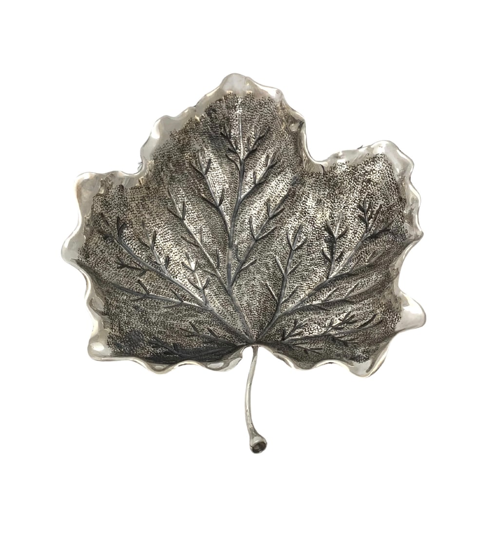 Unique Handmade 925 Sterling Silver Autumn Leaf Serving Dish (1 of 3)