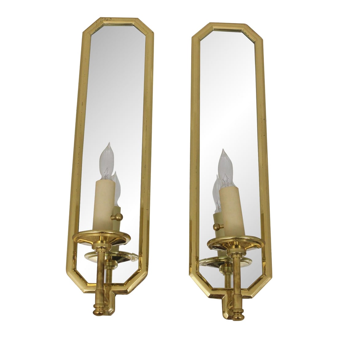 Vintage Chapman Regency Style Lighted Wall Sconces Pair 1978 Gold Mirror (1 of 7)