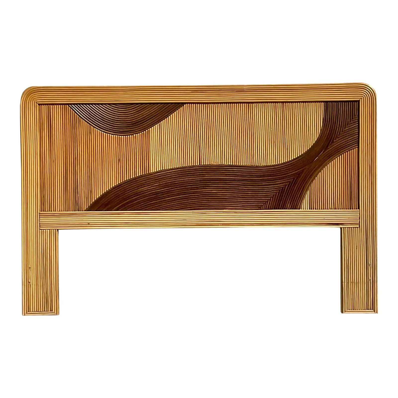 Vintage Coastal Queen Headboard in Khaki Pencil Reed Design (1 of 8)