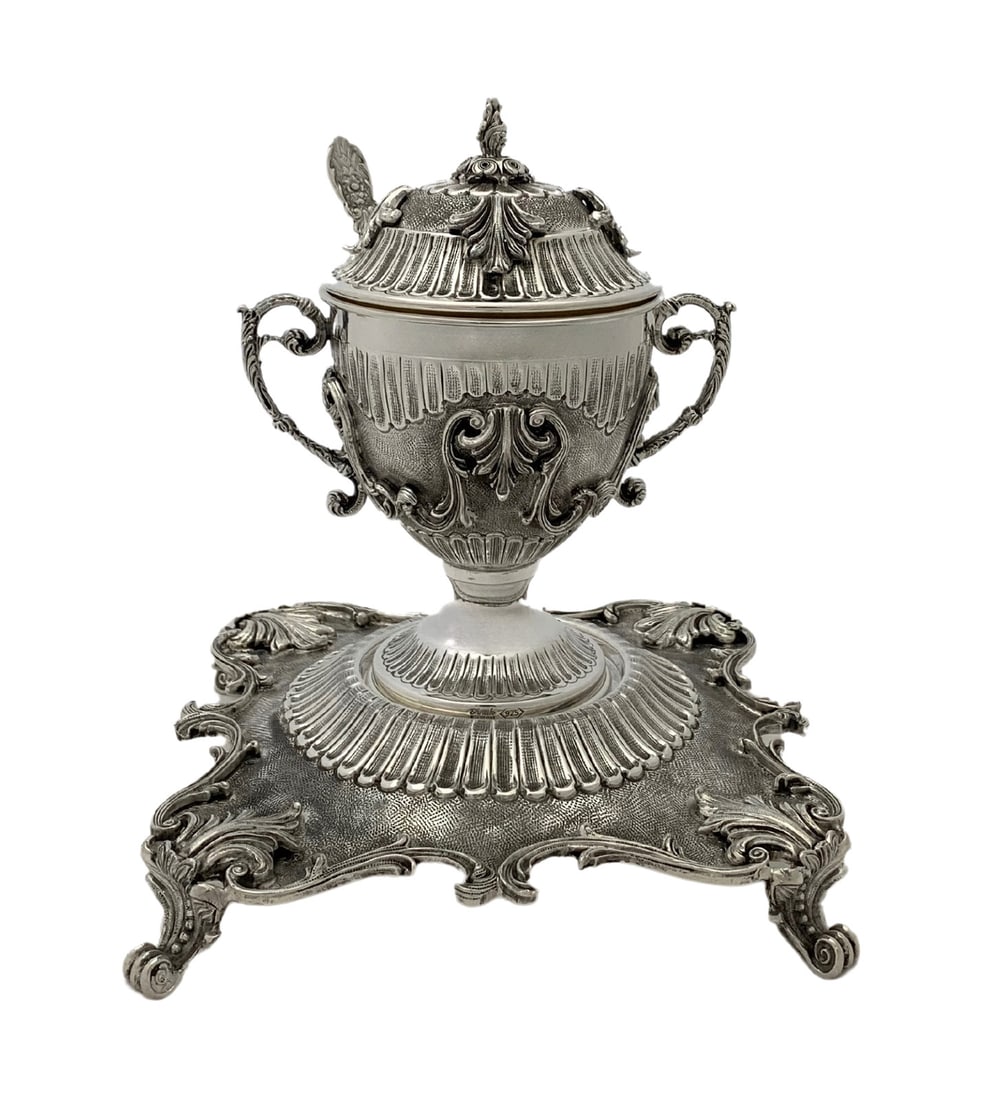 Handmade 925 Sterling Silver Leaf Applique Honey Dish and Tray Set (1 of 6)