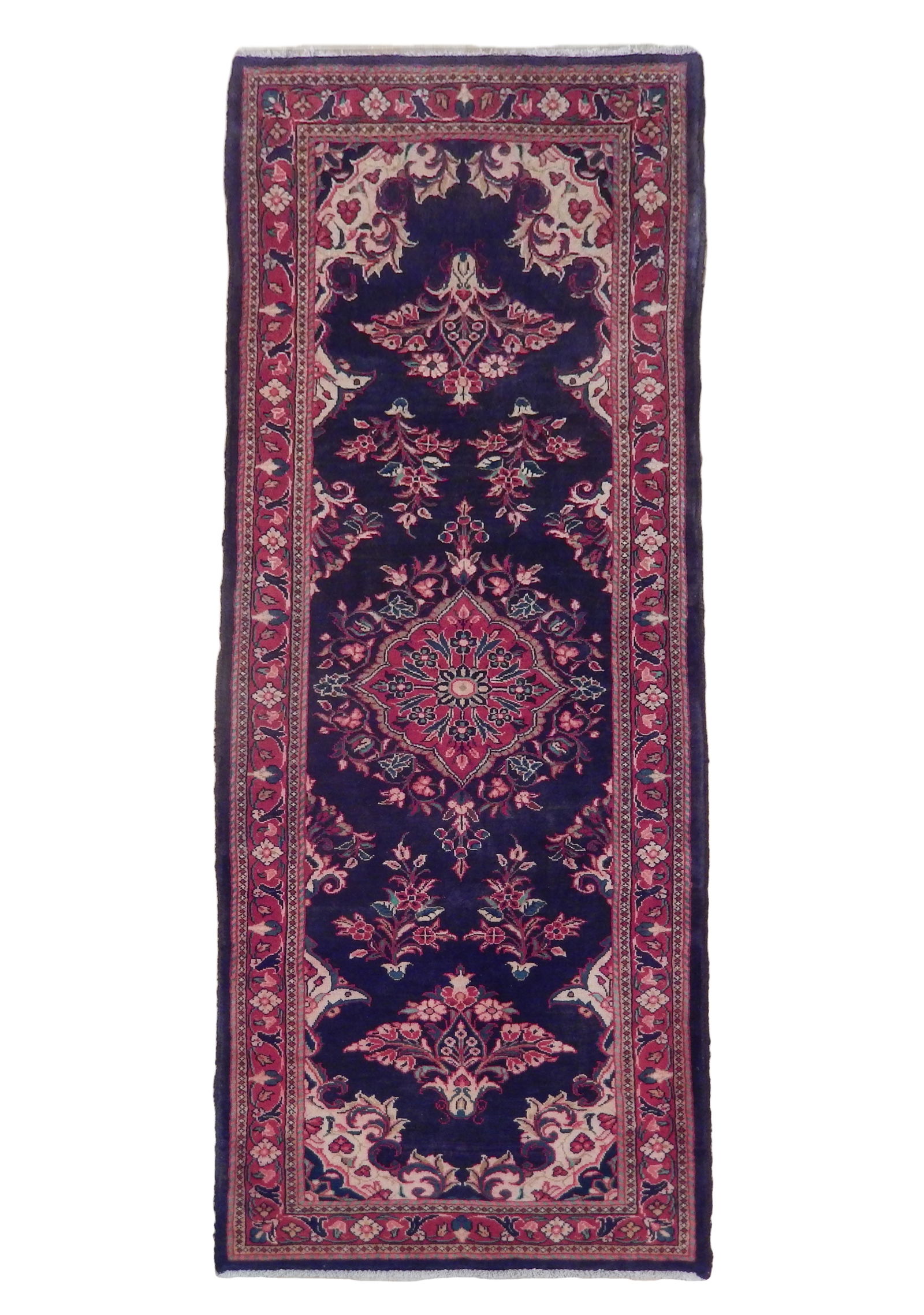 3' 10" x 10' 4" Navy Blue Semi-Antique Persian Sarouk Runner (1 of 6)