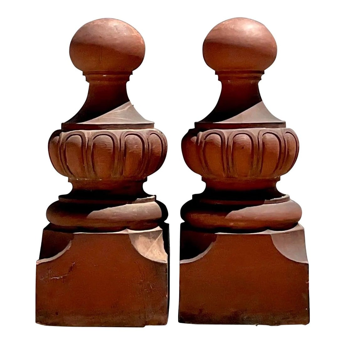 Pair of Vintage Boho Terra Cotta Capitals 32in Tall (1 of 6)