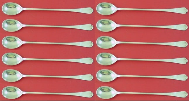 Tiffany & Co Flemish Sterling Silver Iced Tea Spoon Set of 12 pcs 7.5 inches (1 of 4)