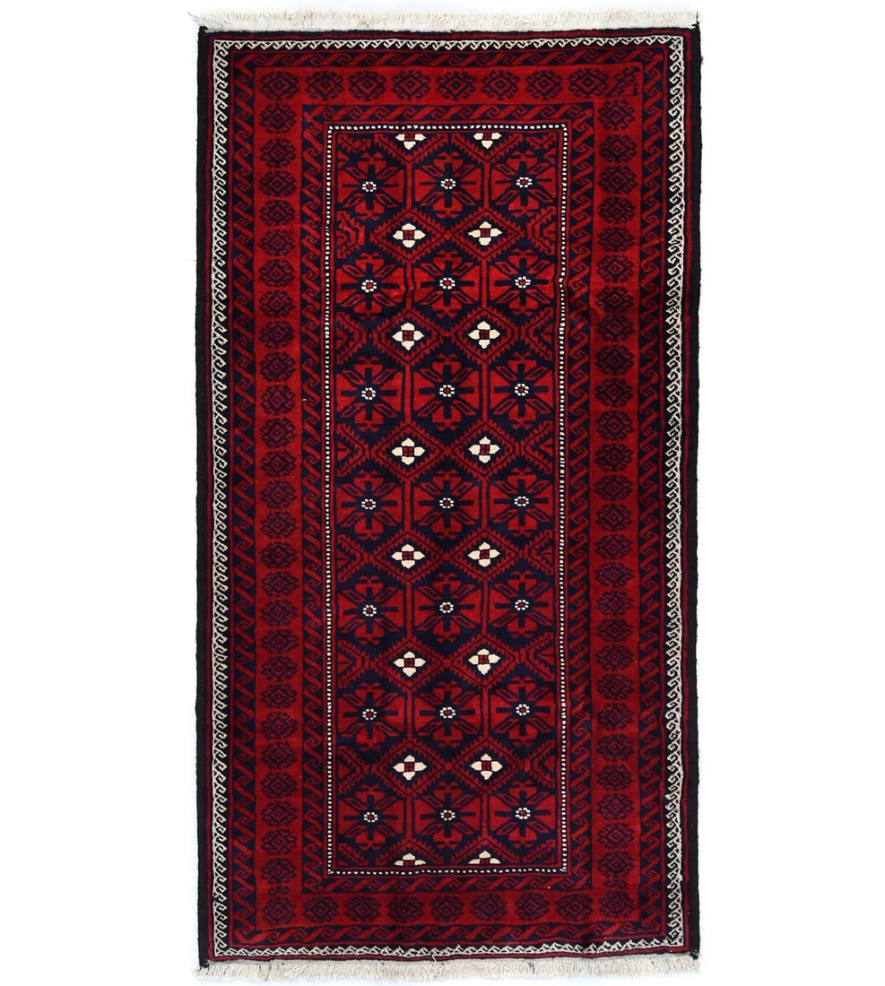 Hand-Knotted Wool Tribal Geometric Area Rug 4'2 x 7'9 Vintage 1970s Western Asia (1 of 12)