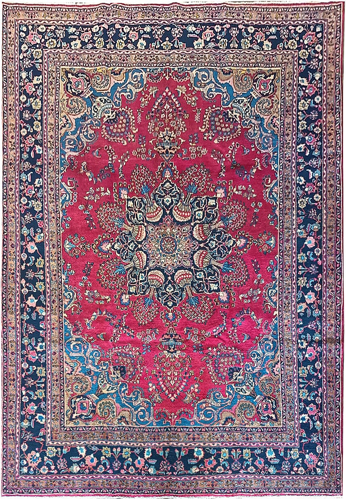 Authentic Persian Sabzewar Rug 9.8 x 12.7 Feet Hand-Knotted Wool Kerman Lavar (1 of 9)