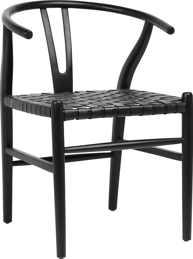 British Colonial Dining Chair Teak Leather Black (1 of 4)