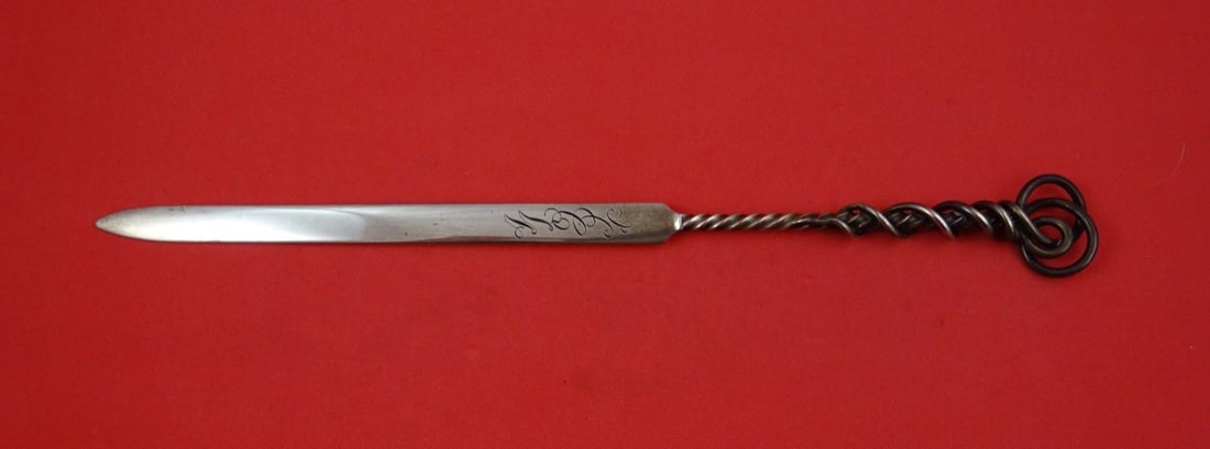 Sterling Silver Paper Knife by Shiebler Twisted Rope Handle 11 Inch (1 of 2)