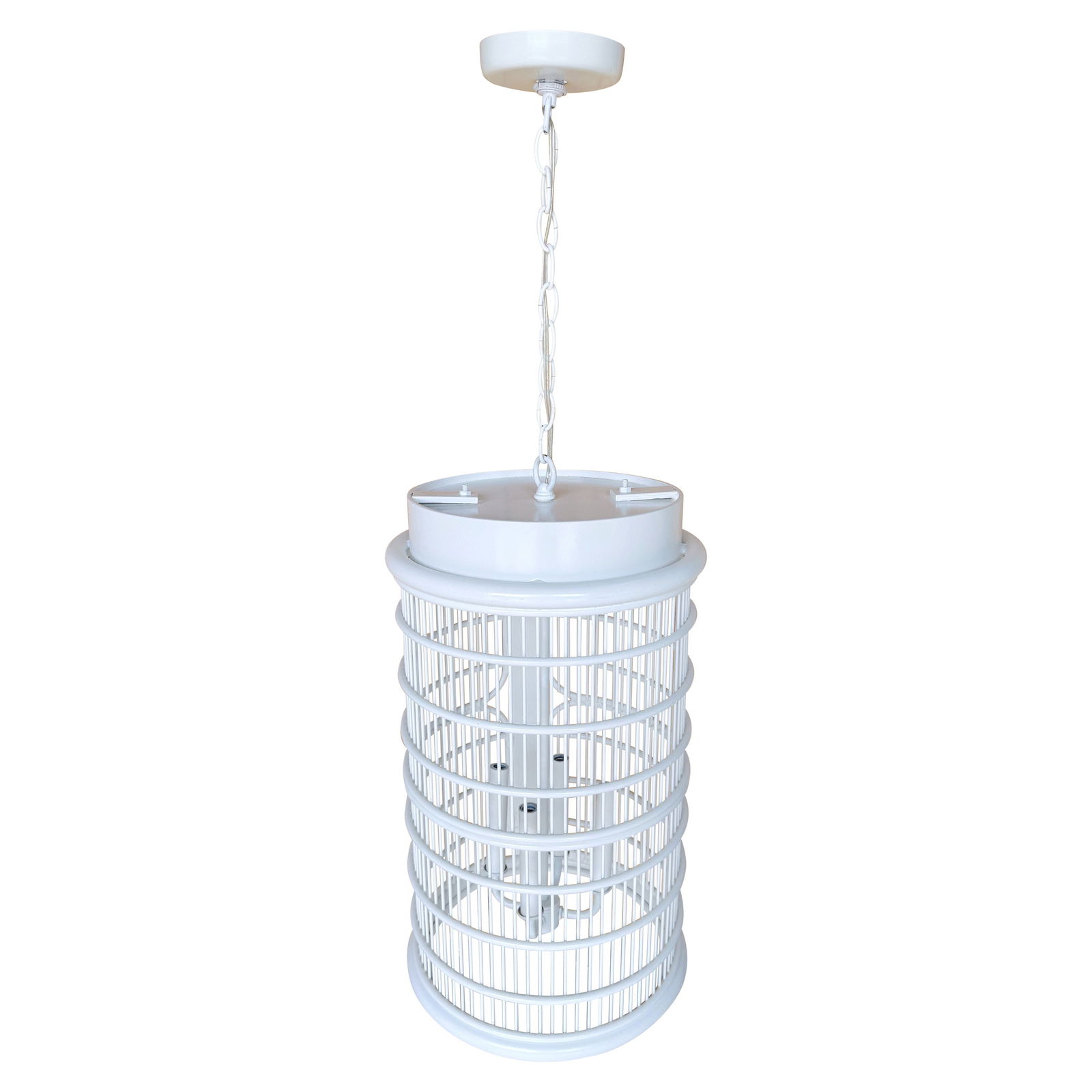 Vintage French Modern Wrought Iron Lantern 22in White Circa 1950s (1 of 12)
