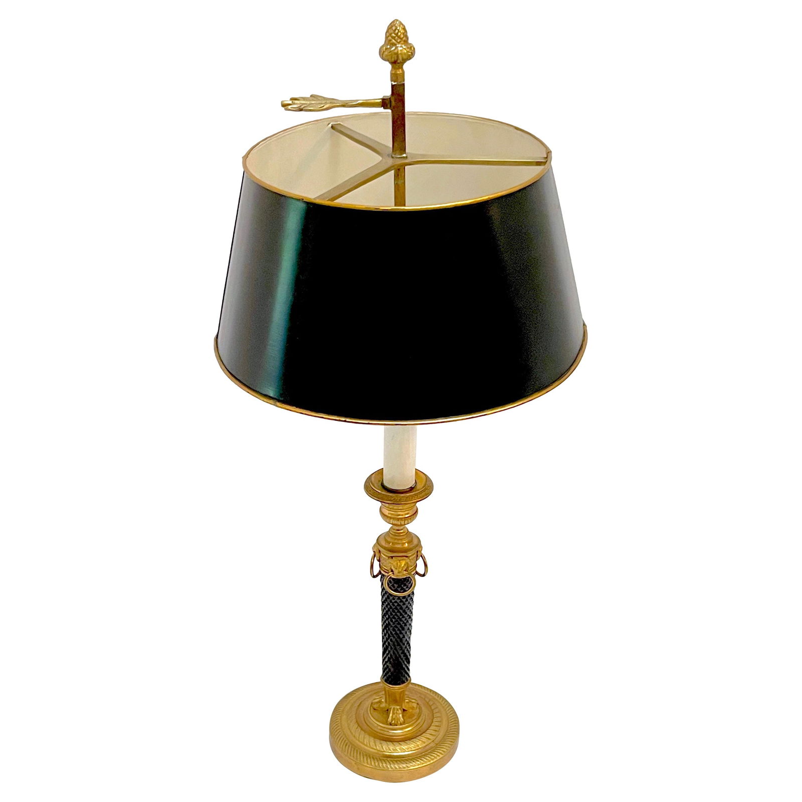 1920s French Directoire Ormolu Bouillotte Lamp with Black Amethyst Crystal (1 of 18)