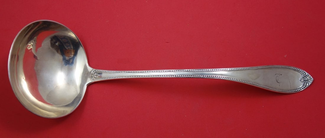Vanderslice Beaded Sterling Silver Soup Ladle 14 Inch Antique: Vanderslice Beaded Sterling Silver Soup Ladle 14 Inch Antique This exquisite Beaded by Vanderslice Sterling Silver Soup Ladle, measuring 14 inches, showcases the elegance of the 19th century. Crafted