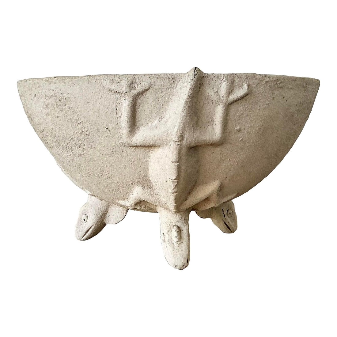 Organic Modernist Ceramic Tripod Bowl With Lizard Motif Sculpture 15" (1 of 10)