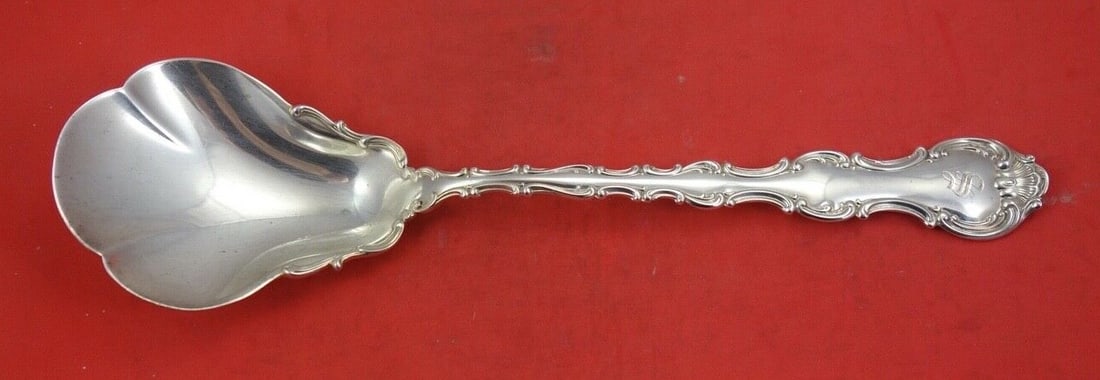 Gorham Strasbourg Sterling Silver Salad Serving Spoon 10 1/4 in Applied Lacing (1 of 2)