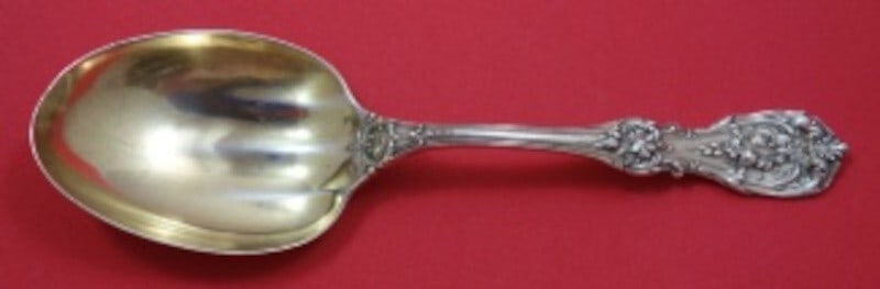 Reed and Barton Francis I Sterling Silver Salad Serving Spoon 7 3/4 Gold Wash (1 of 2)