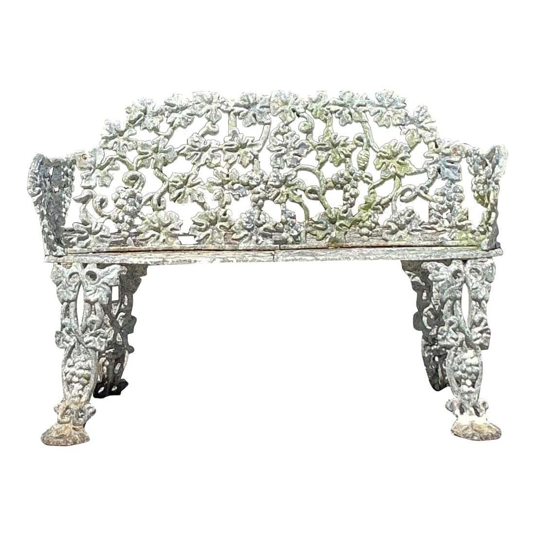 Vintage Regency Wrought Iron Bench with Grape Leaf Design (1 of 7)