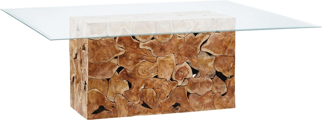 Modern Briar Teak Wood Pedestal Dining Table 30H x 78W x 42D (1 of 2)