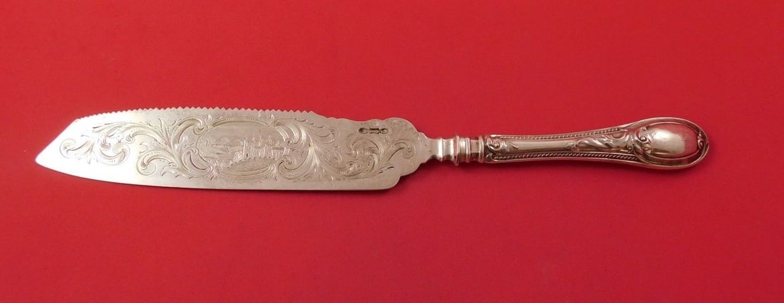 Tifft & Whiting Olive Sterling Silver Cake Saw with Castle and Mountains (1 of 1)