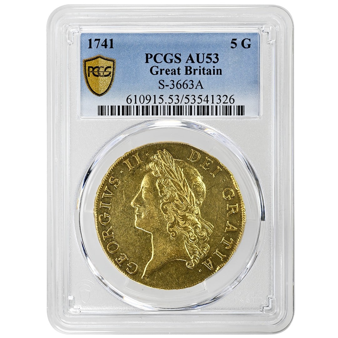 1741 Great Britain 5 Guineas Gold Coin PCGS AU53 George II (1 of 4)