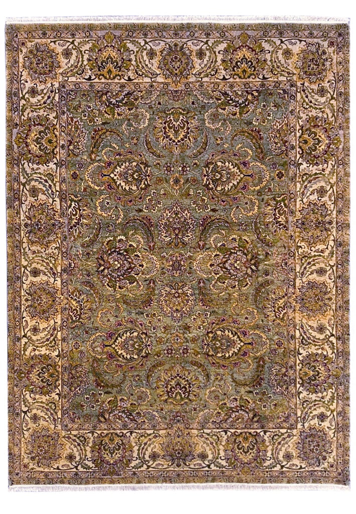 Handmade 8x11 Green Jaipur Area Rug with Floral Design: Handmade 8x11 Green Jaipur Area Rug with Floral Design Free continental US Shipping Enhance your home decor with this exquisite 8' x 11' Green Quality Jaipur Rug. Handmade by skilled artisans, this ru