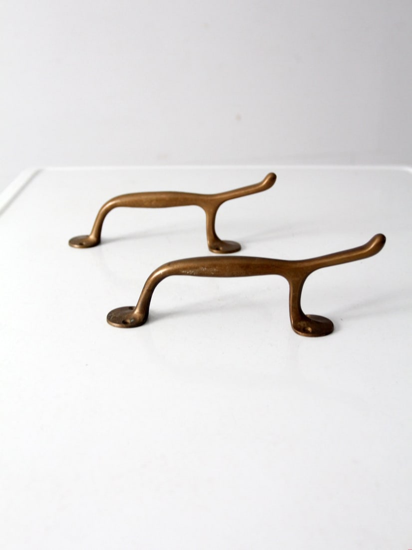 Elegant Vintage Brass Door Handles Classic Design Pair 9 Inch (1 of 11)