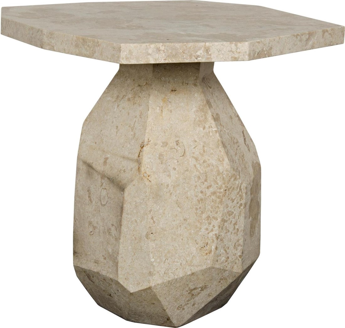 Noir White Marble Polyhedron Side Table 26H (1 of 6)