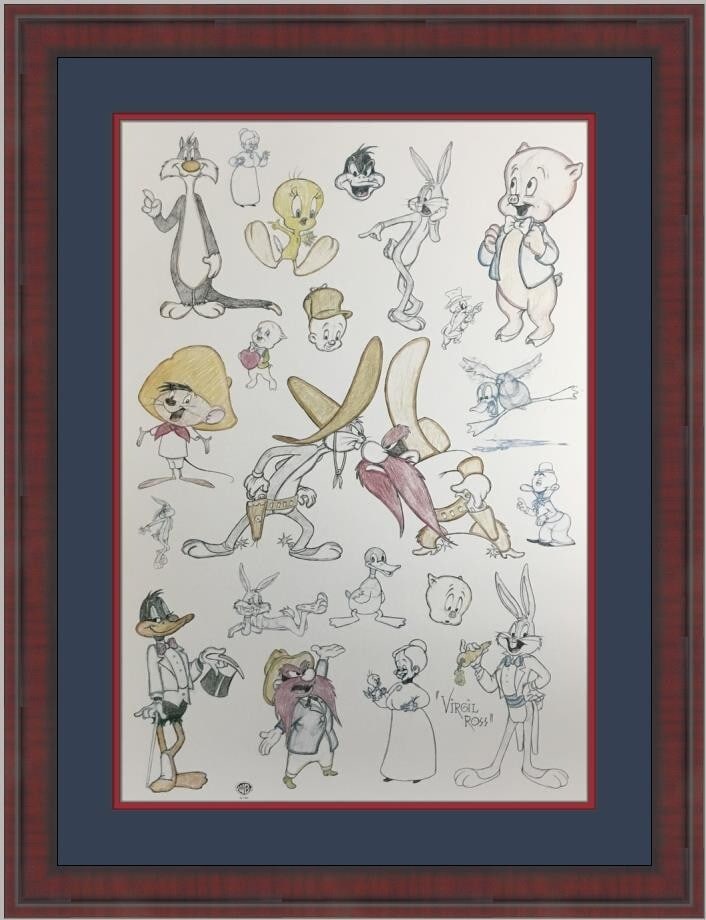 Virgil Ross Signed Looney Tunes Custom Framed Print 41 x 31 (1 of 6)