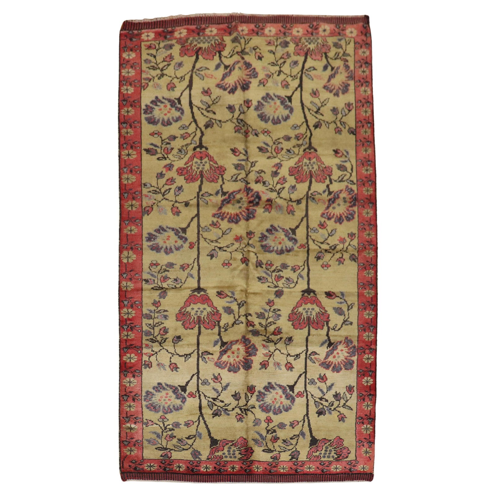 Zabihi Collection Hand-Knotted Floral Turkish Rug 5'5'' x 10': Zabihi Collection Hand-Knotted Floral Turkish Rug 5'5'' x 10' Discover the beauty of this mid 20th Century Turkish rug, featuring an exquisite all-over floral design that embodies the Arts and Crafts