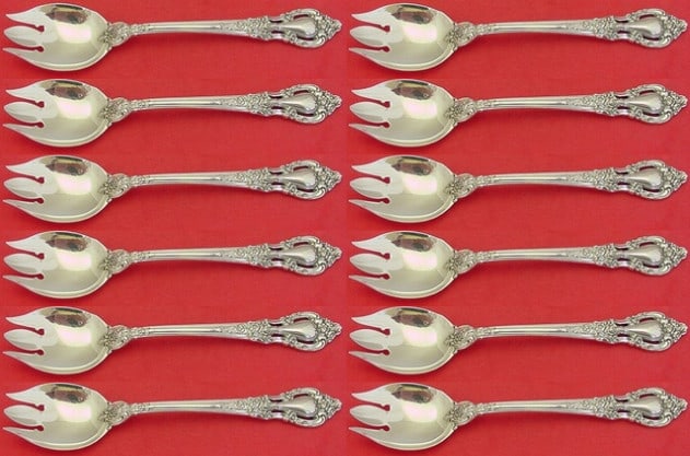 Lunt Eloquence Sterling Silver Ice Cream Forks Set of 12 6 inch (1 of 4)
