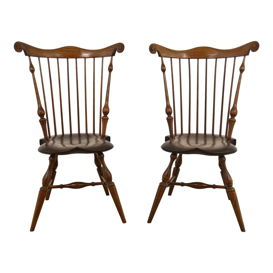 Pair of Ashler Windsor Fan Back Side Chairs in Oak Pine and Maple (1 of 10)