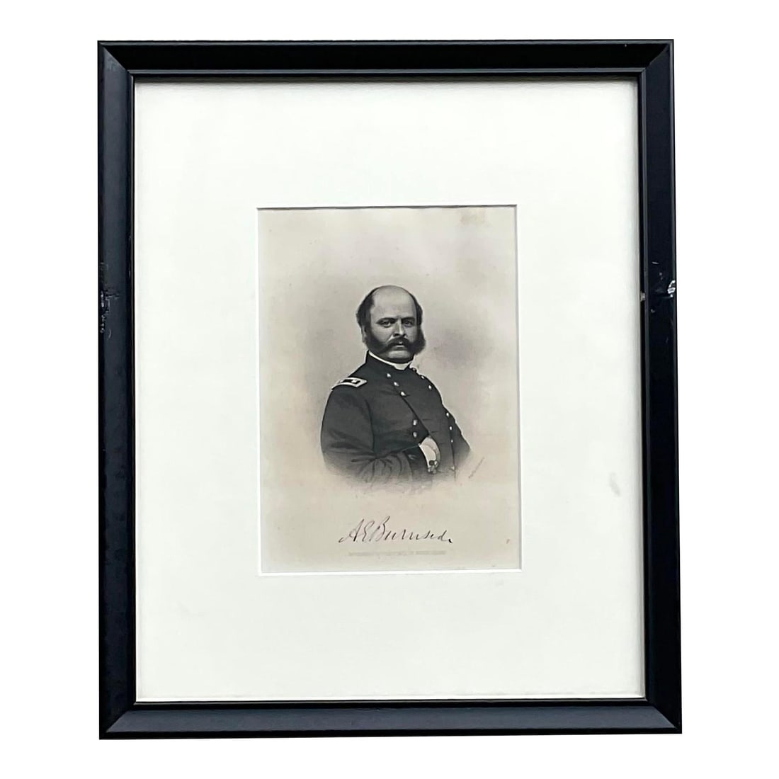 Vintage Boho Framed Engraving of Distinguished Military Man (1 of 5)